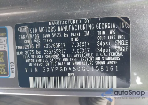 2016 Kia Sorento Lx/L from USA, damaged, VIN 5XYPGDA50GG158161